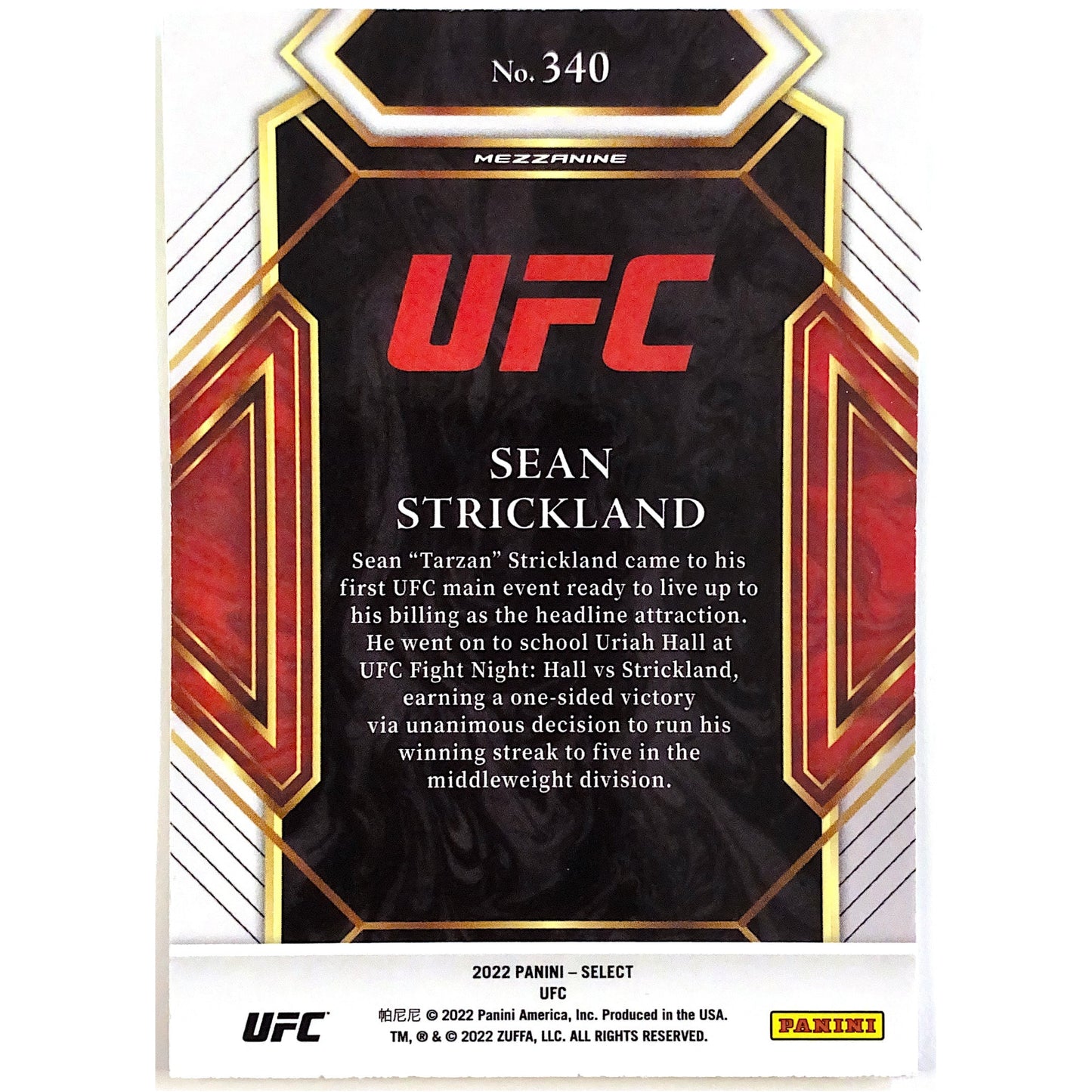 2022 Select Sean Strickland Mezzanine Level RC SP