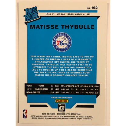 2019-20 Donruss Optic Matisse Thybulle Rated Rookie
