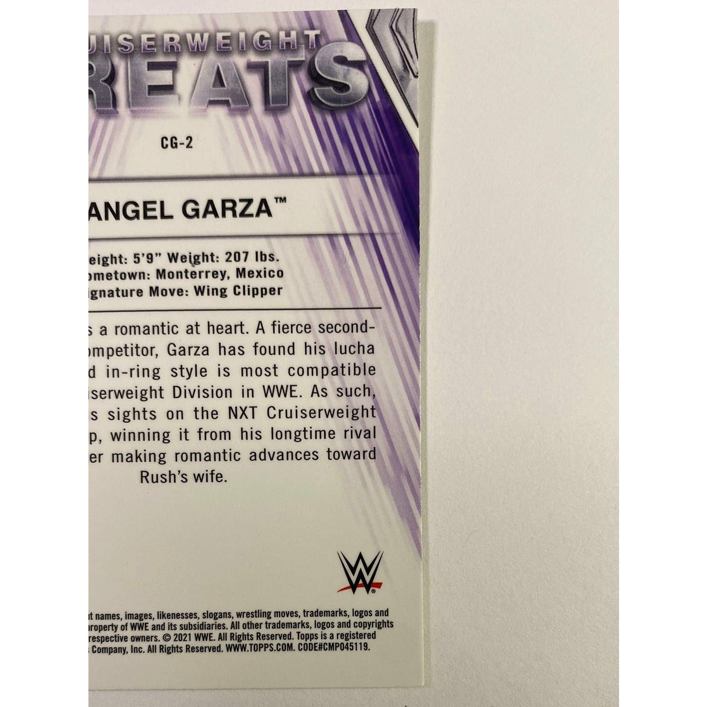 2021 Topps Chrome WWE Angel Garza Cruiserweight Greats Refractor
