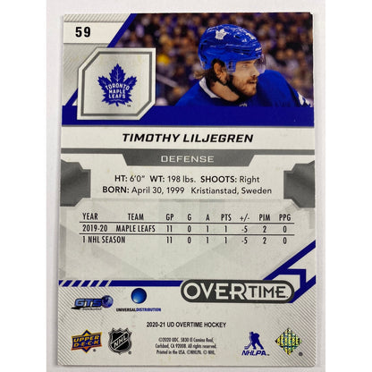 2020-21 UD Overtime Timothy Liljegren Ruby Rookies /99