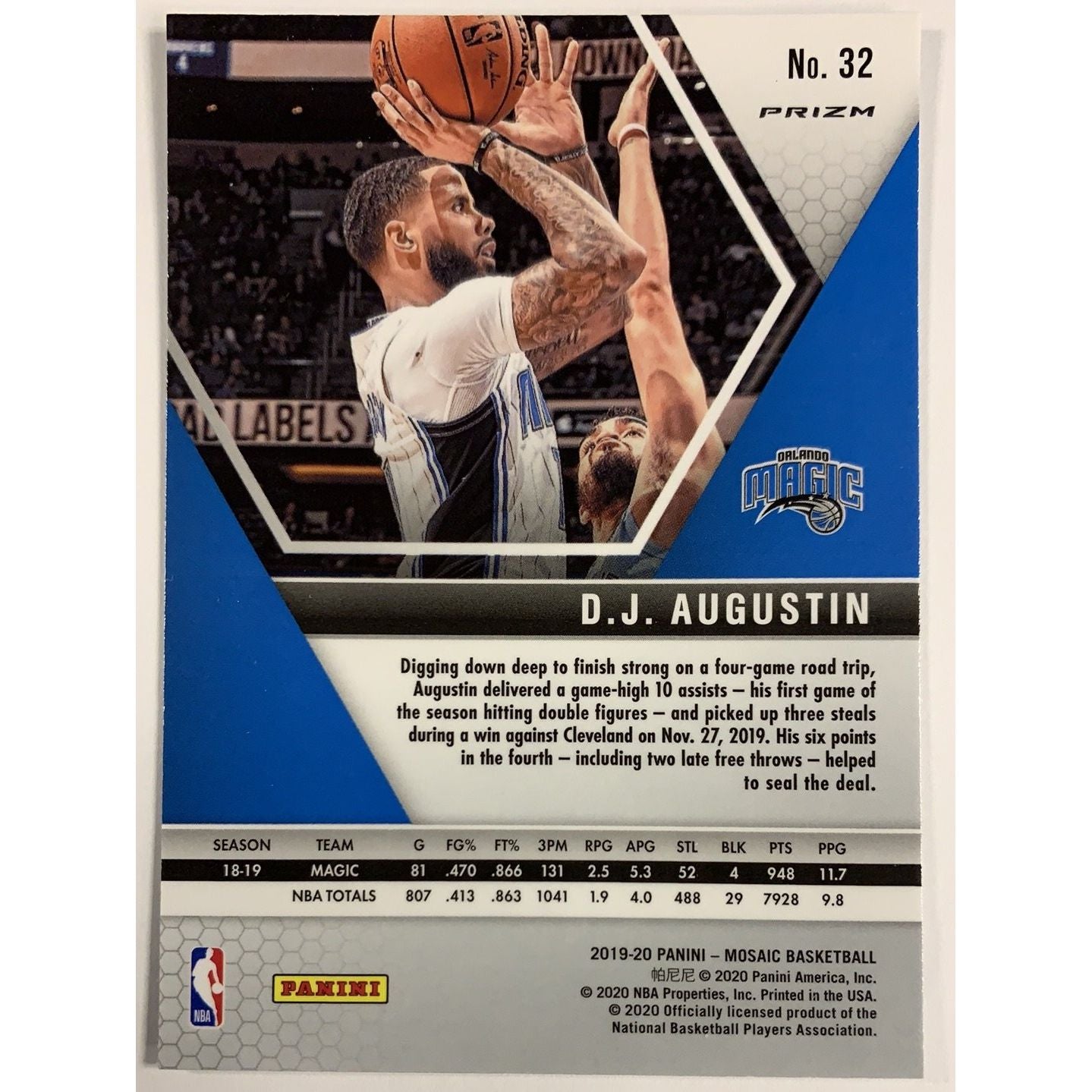  2019-20 Mosaic DJ Augustin Silver Prizm  Local Legends Cards & Collectibles