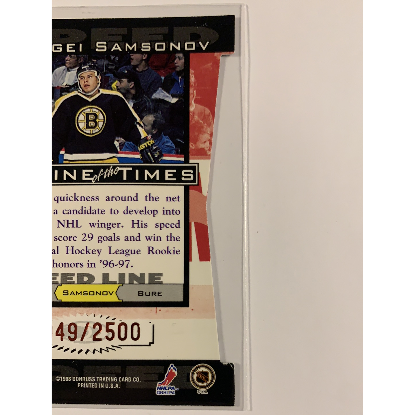  1998-99 Donruss Sergei Samsonov Line of the Times /2500  Local Legends Cards & Collectibles
