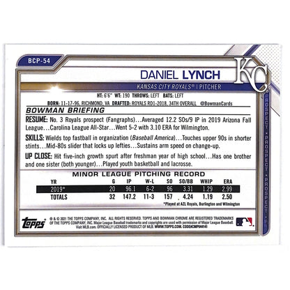 2021 Bowman 1st Chrome Daniel Lynch Speckle Refractor /299