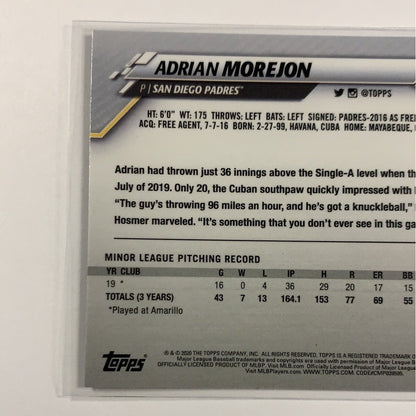  2020 Topps Chrome Adrian Morejon RC  Local Legends Cards & Collectibles