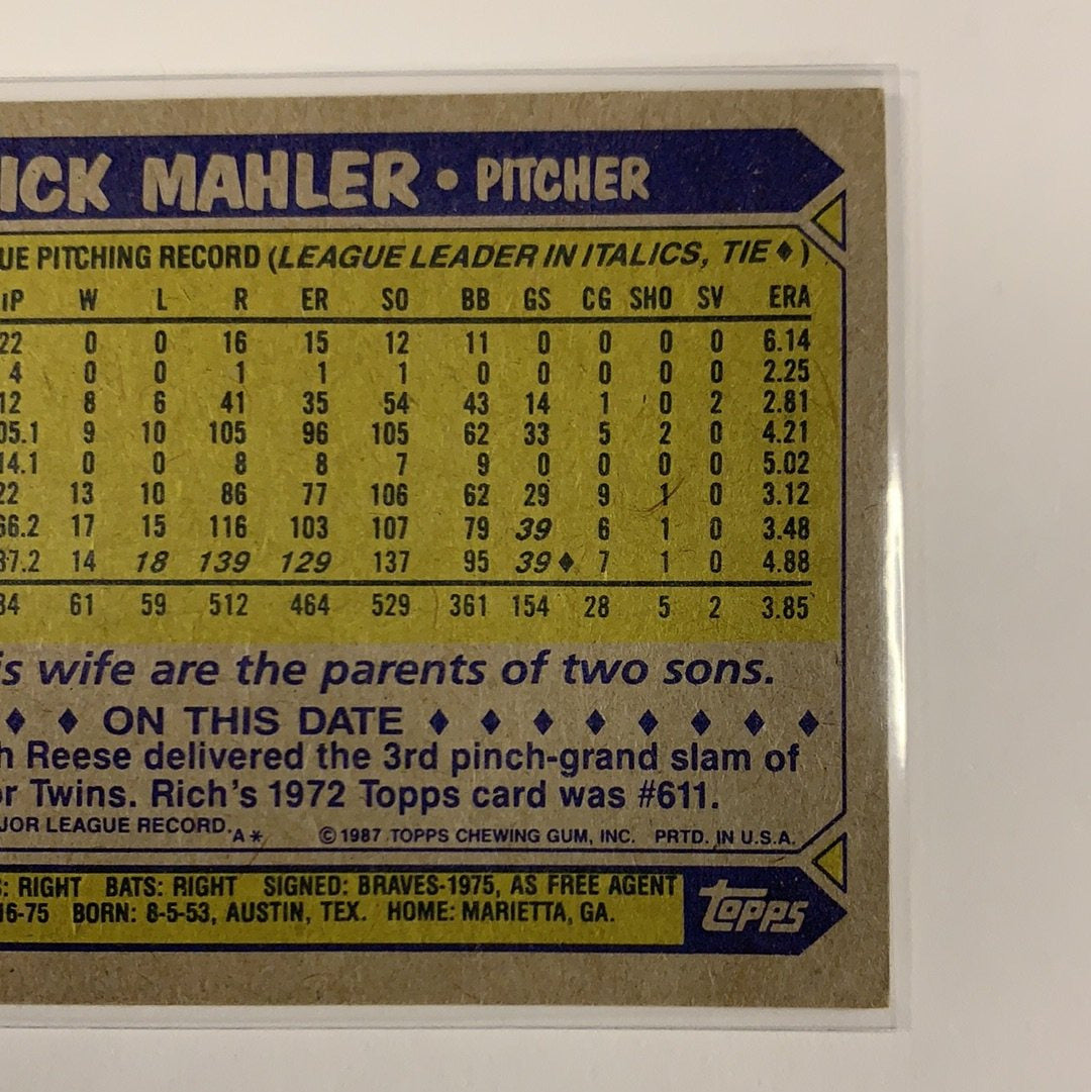  1987 Topps Rick Mahler #242  Local Legends Cards & Collectibles