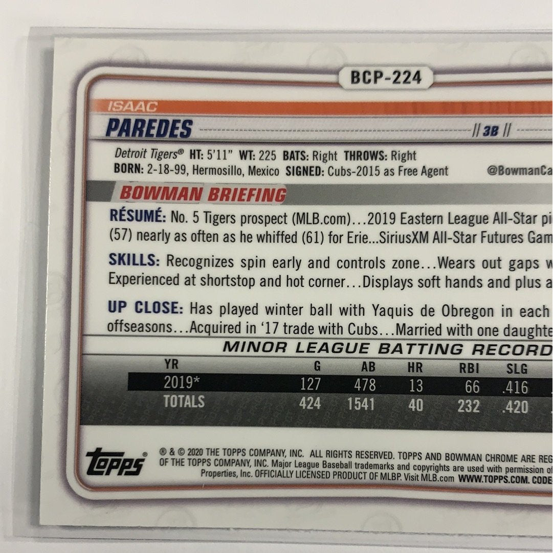 2020 Bowman Chrome Isaac Parades Mojo Refractor  Local Legends Cards & Collectibles