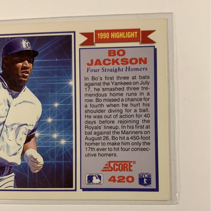  1991 Score Bo Jackson Four Straight Homers Highlight Card  Local Legends Cards & Collectibles