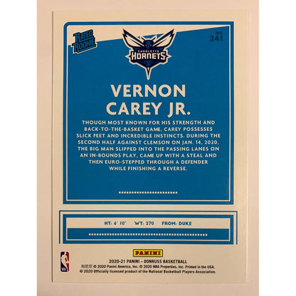 2020-21 Donruss Vernon Carey Jr Rated Rookie