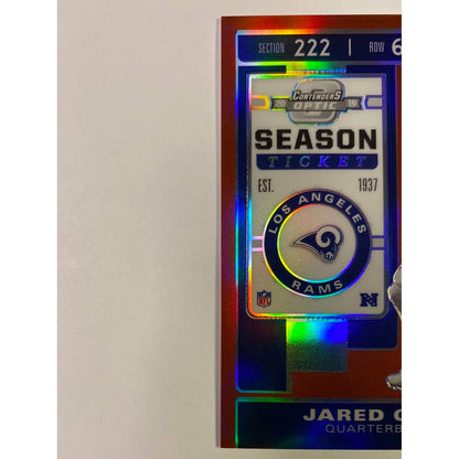 2019 Contenders Optic Jared Goff Red Prizm Season Ticket /199