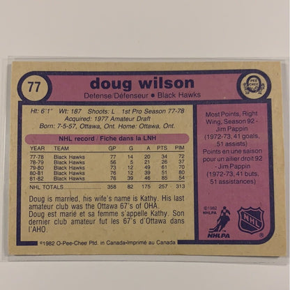  1982-83 O-Pee-Chee Doug Wilson Base #77  Local Legends Cards & Collectibles