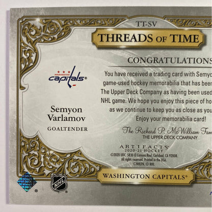 2020-21 Artifacts Semyon Varlamov Threads of Time