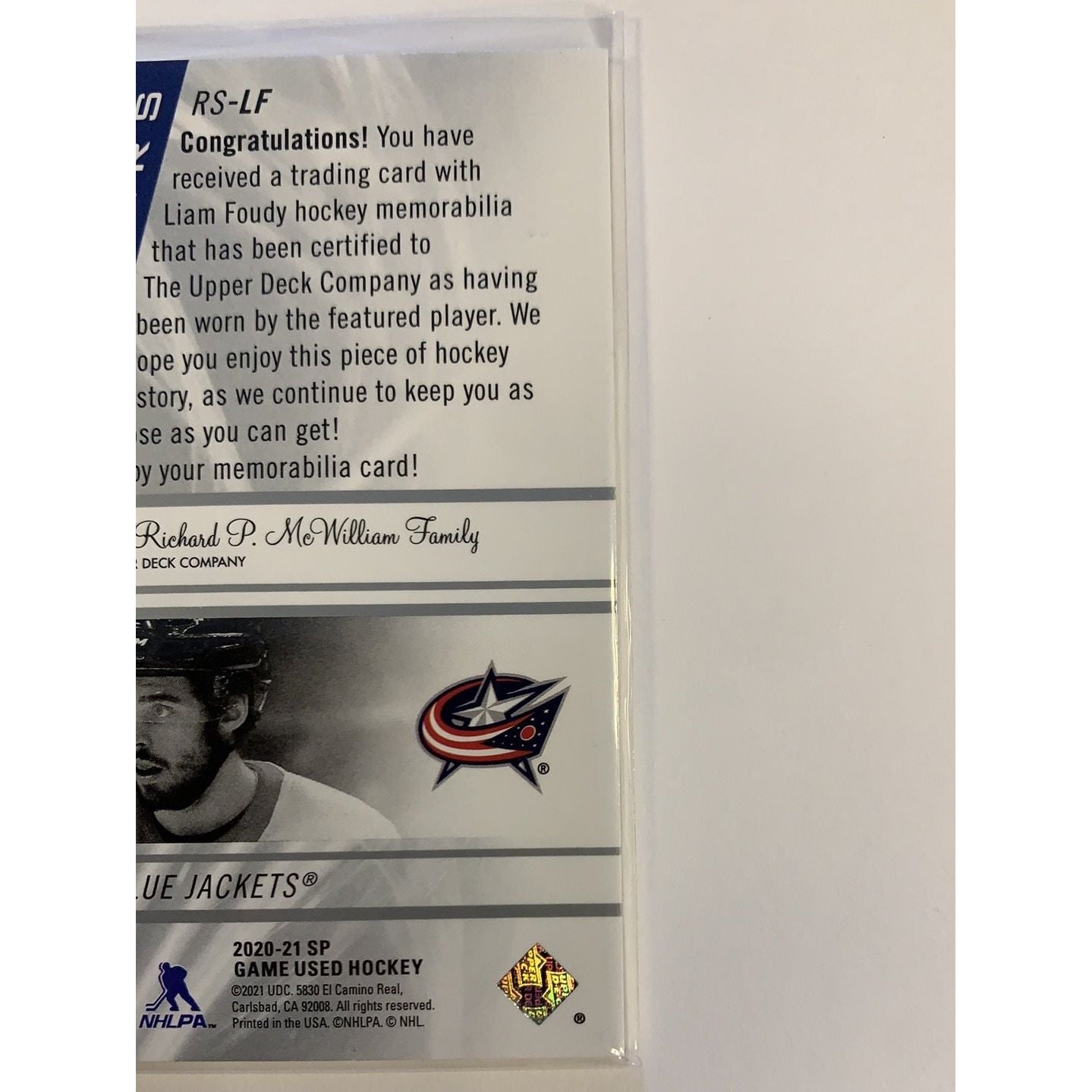  2020-21 SP Game Used Edition Liam Foudy Rookie Sweaters /249  Local Legends Cards & Collectibles