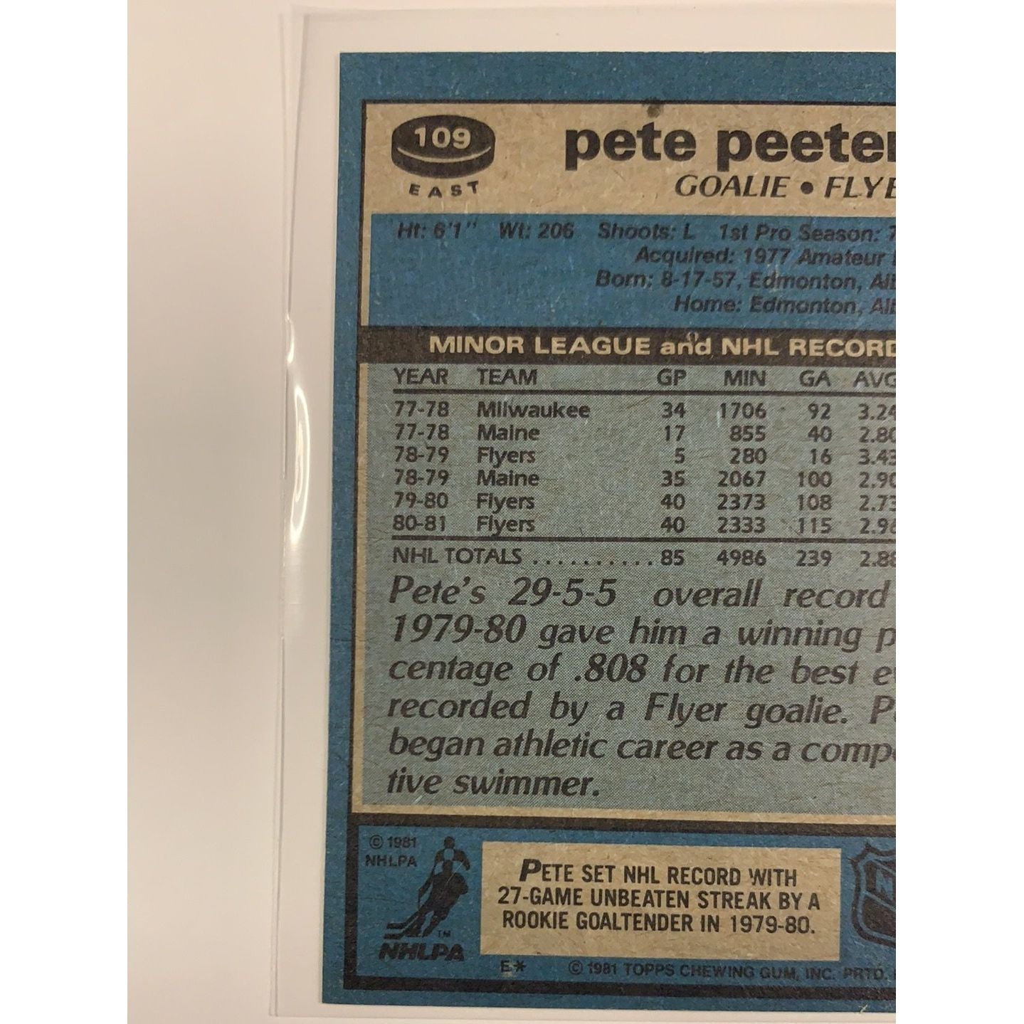  1981 Topps Pete Peters In Person Auto  Local Legends Cards & Collectibles
