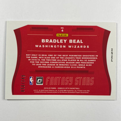 2019-20 Donruss Optic Bradley Beal Fantasy Stars Green Holo Prizm 50/149