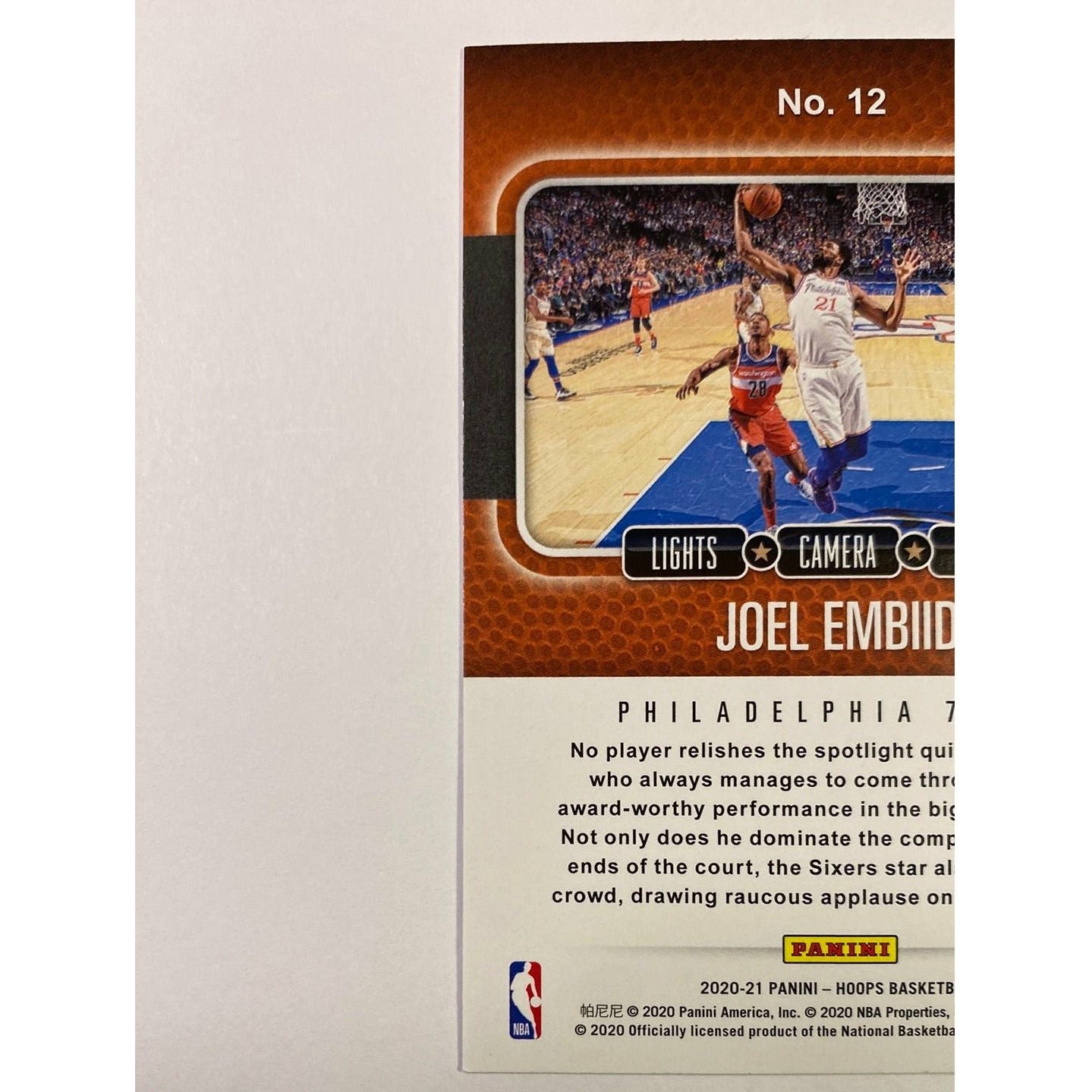 2020-21 Hoops Joel Embiid Lights Camera Action