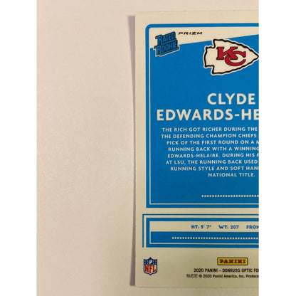 2020 Donruss Optic Clyde Edwards-Helaire Rated Rookie Green Velocity Prizm