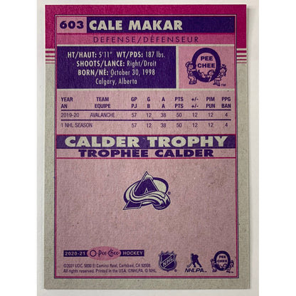 2020-21 O-Pee-Chee Cale Makar Award Winners RC