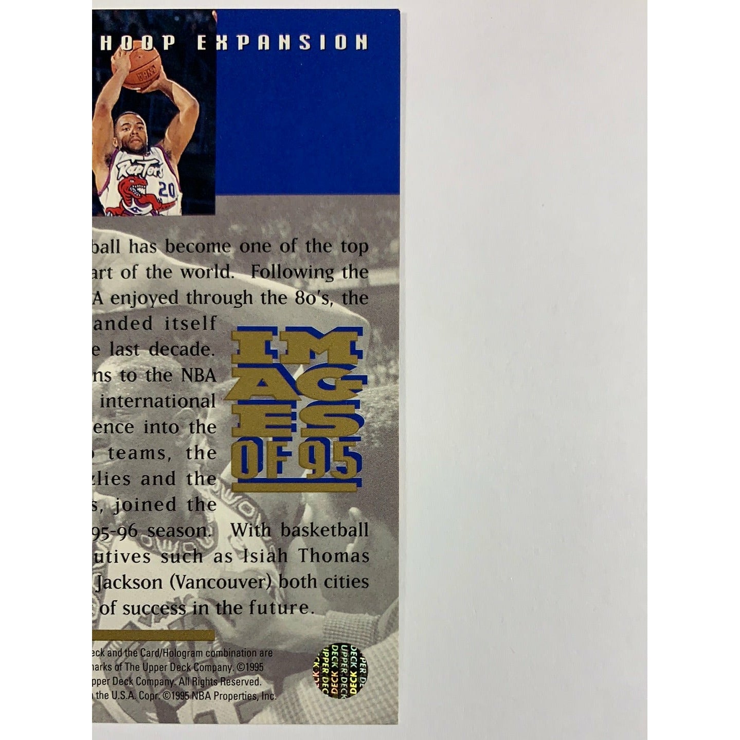 1995-96 Upper Deck Images Of 95 Global Hoop Expansion Grizzlies & Raptors-Local Legends Cards & Collectibles