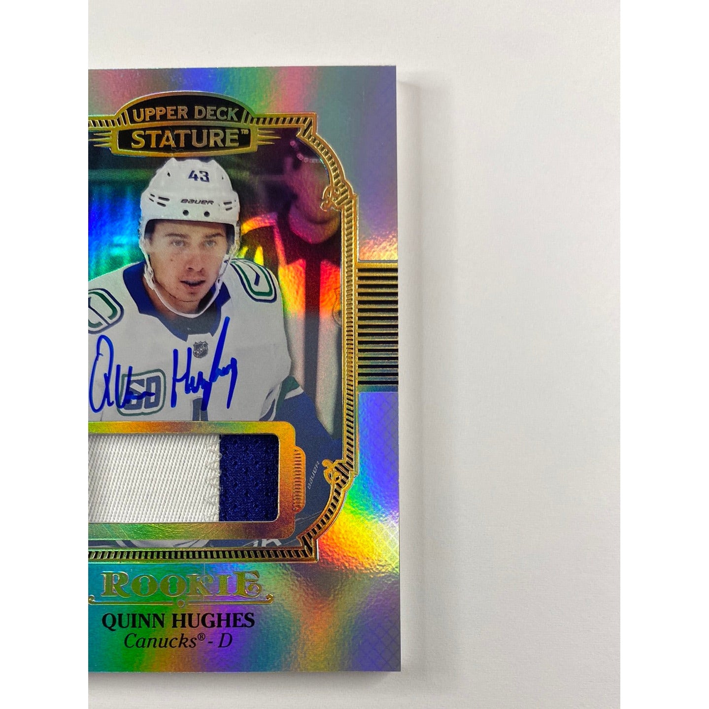 2019-20 Stature Quinn Hughes Rookie Patch Auto 12/33