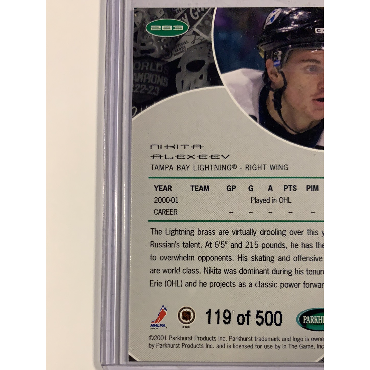  2001-02 Parkhurst Nikita Alexeev Siver Foil Rookie Card /500  Local Legends Cards & Collectibles