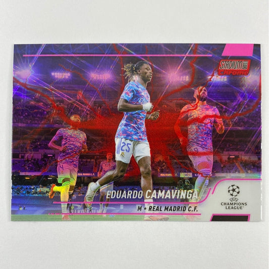 2022 Stadium Club Chrome Eduardo Camavinga Pink Electric Charge Refractor