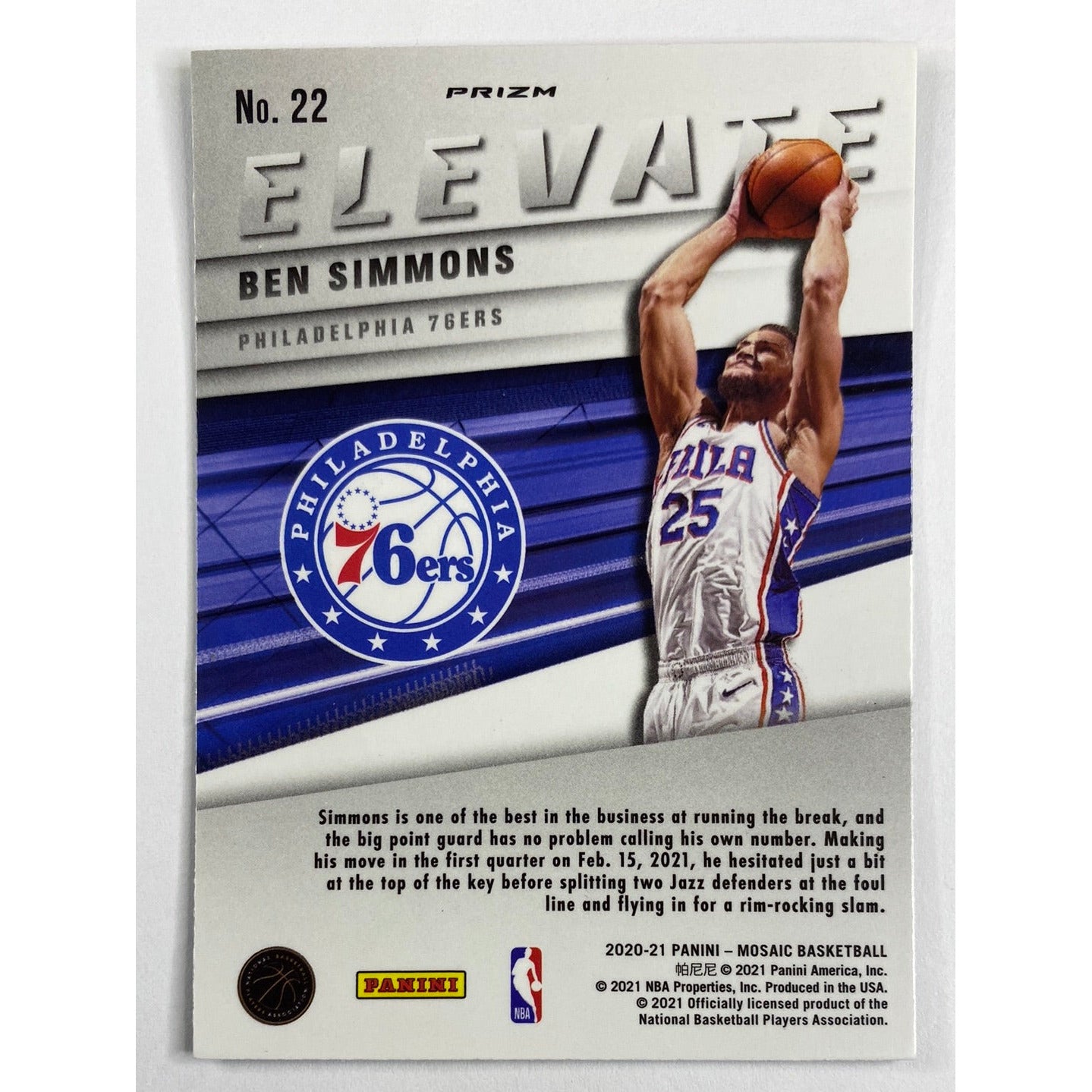 2020-21 Mosaic Ben Simmons Elevate Green Mosaic Prizm