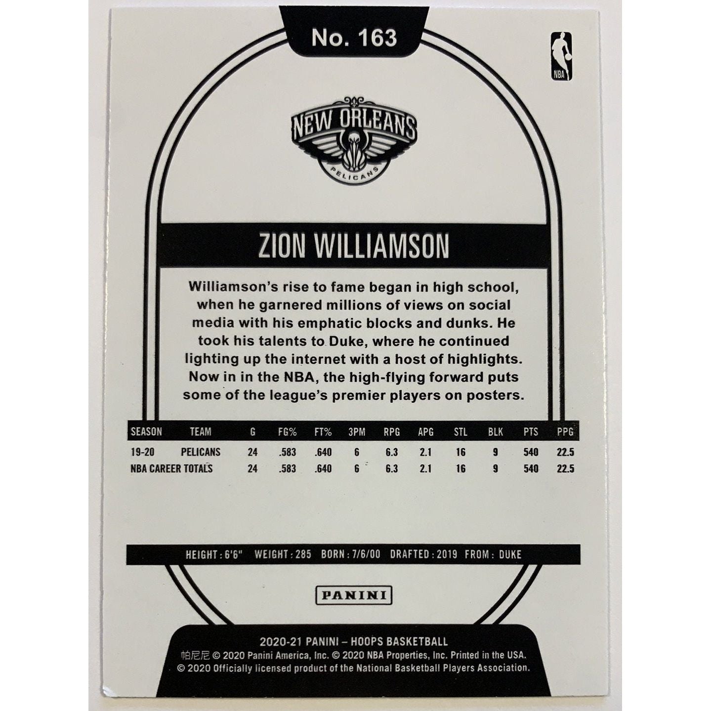  2020-21 Hoops Zion Williamson Purple Parallel  Local Legends Cards & Collectibles