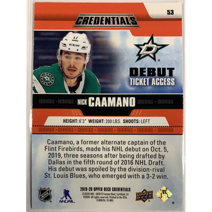  2019-20 Credentials Nick Caamano Debut Ticket Access /99  Local Legends Cards & Collectibles