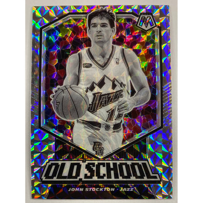 2019-20 Mosaic John Stockton Old School Silver Mosaic Prizm