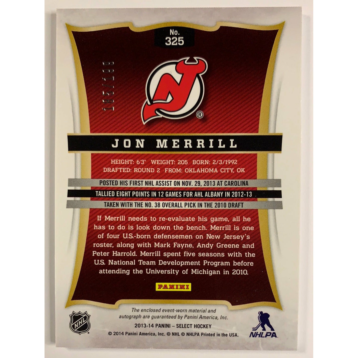 2013-14 Select Jon Merrill RPA /199