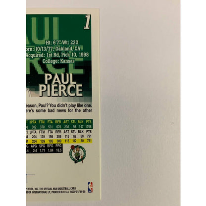 1999-00 Hoops Skybox Paul Pierce Sophomore Sensations