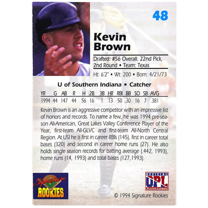 1994 Signature Rookies Kevin Brown Draft Picks Rookie Auto /7750