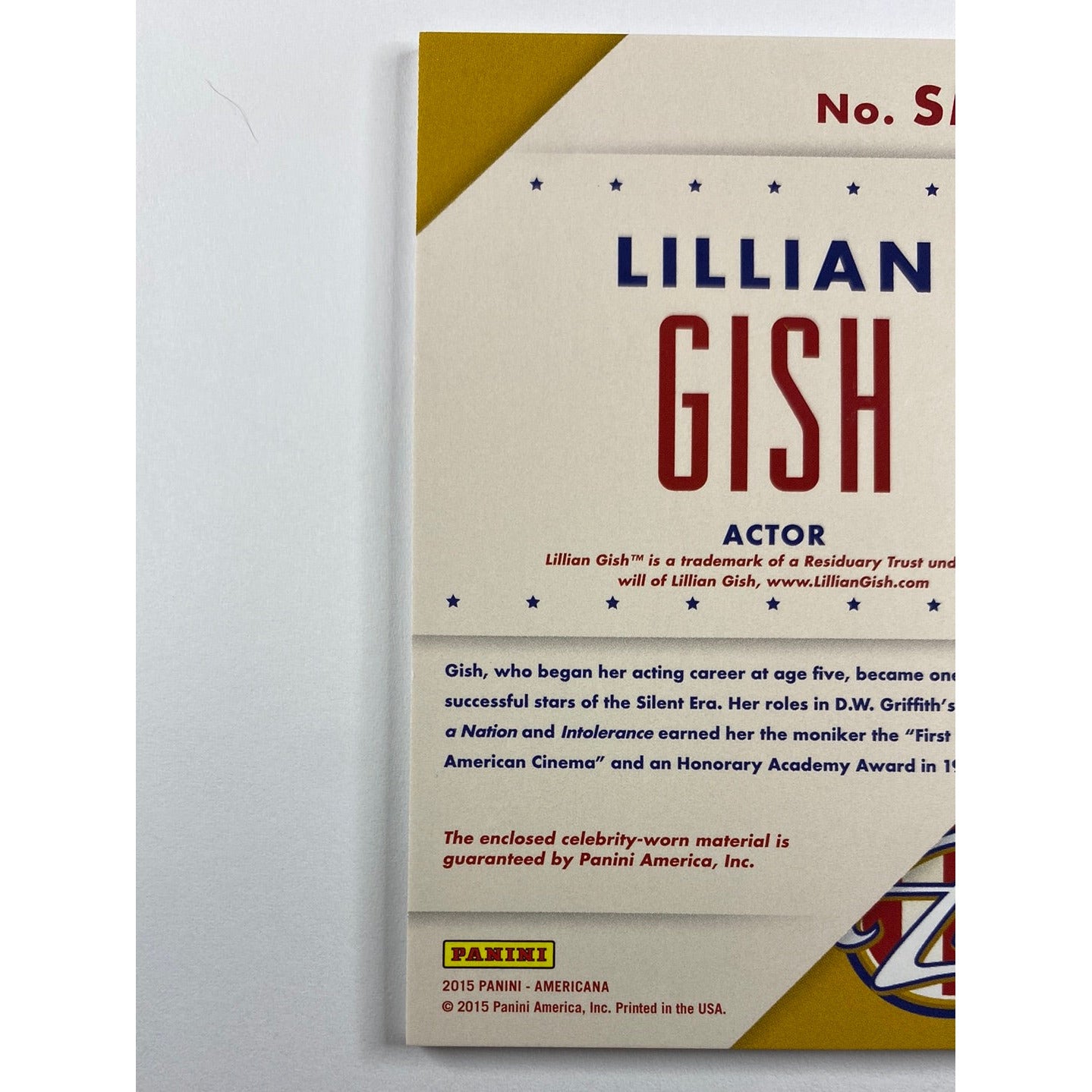 2015 Americana Lillian Gish Star Materials Patch
