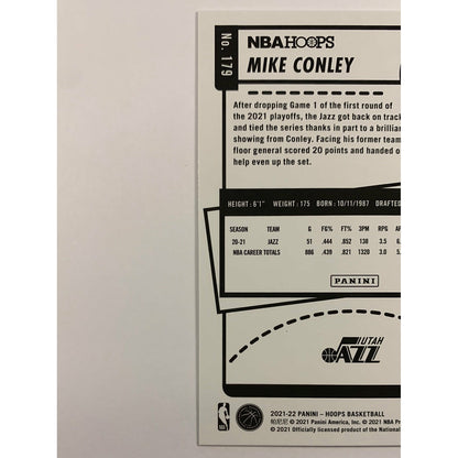 2021-22 Hoops Mike Conley Silver Holo 31/199