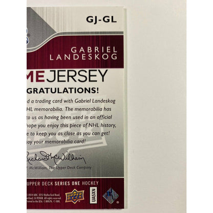 2014-15 Upper Deck Series 1 Gabriel Landeskog UD Game Jersey