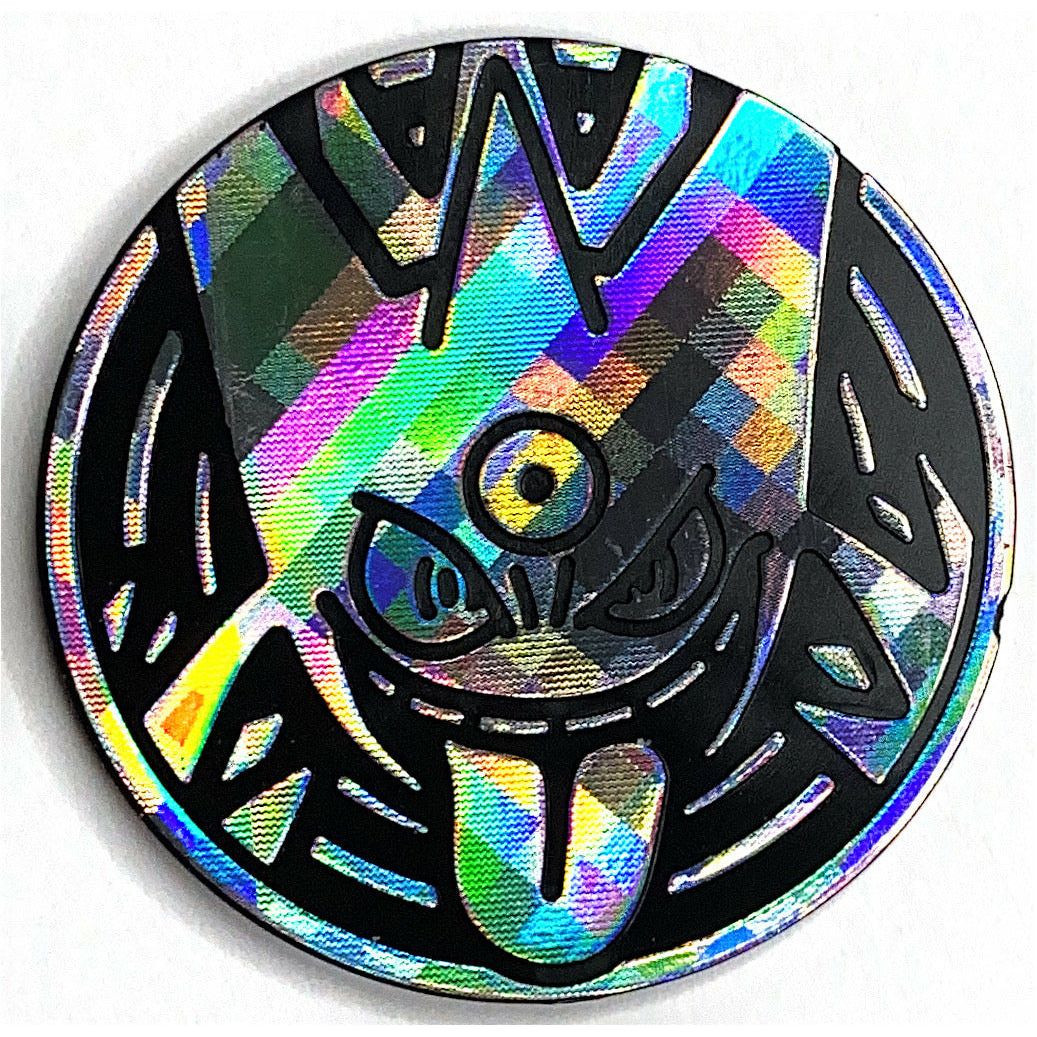 2016 Collector Chest Mega Gengar Silver Rainbow Pixel Holofoil Coin