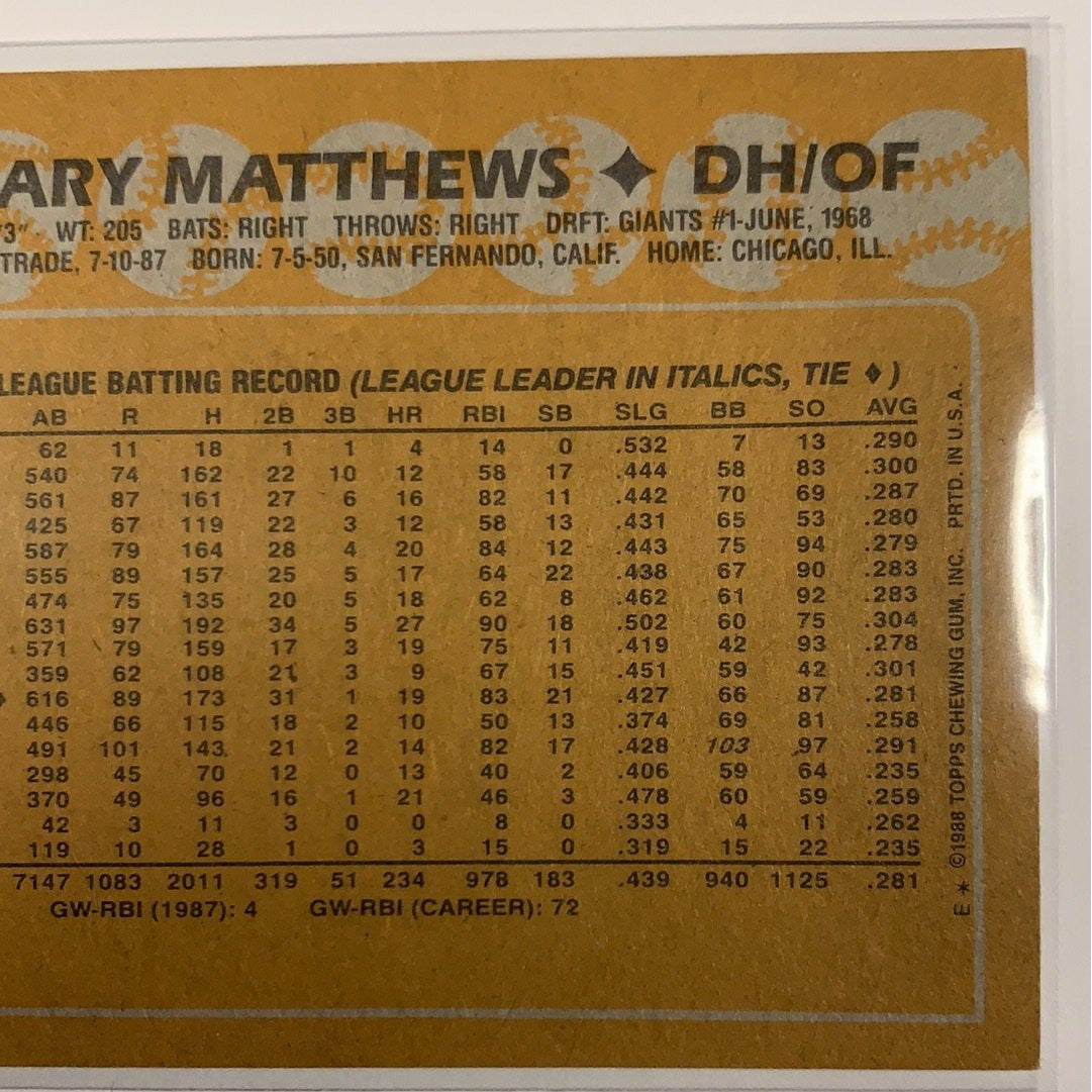  1988 Topps Gary Matthews #156  Local Legends Cards & Collectibles