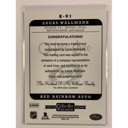  2017-18 O-Pee-Chee Lucas Wallmark Red Rainbow Marquee Rookie Auto  Local Legends Cards & Collectibles