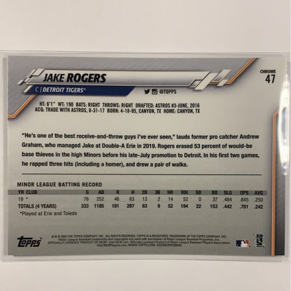  2020 Topps Chrome Jake Rogers RC  Local Legends Cards & Collectibles