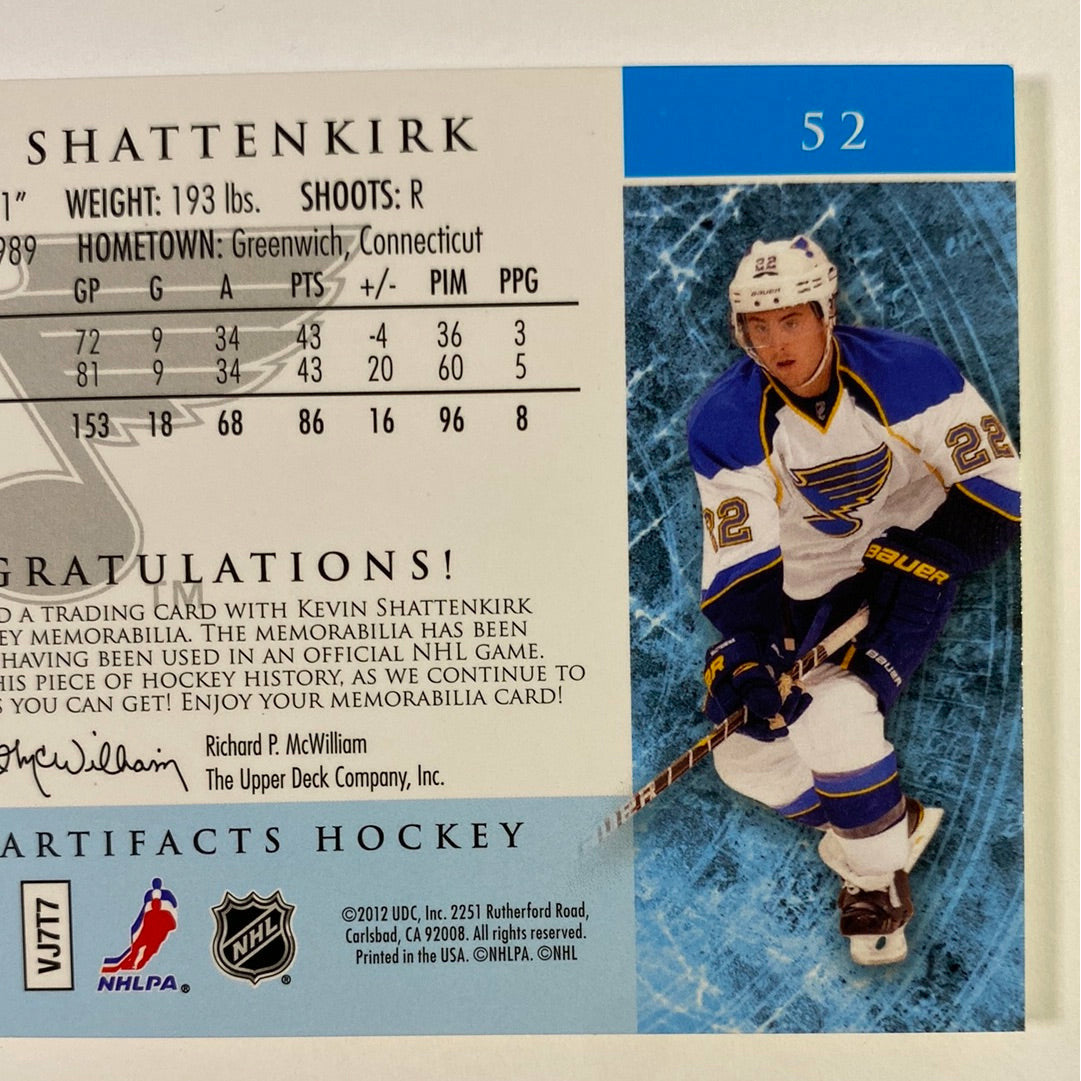 2012-13 Artifacts Kevin Shattenkirk Emerald Dual Patch /75