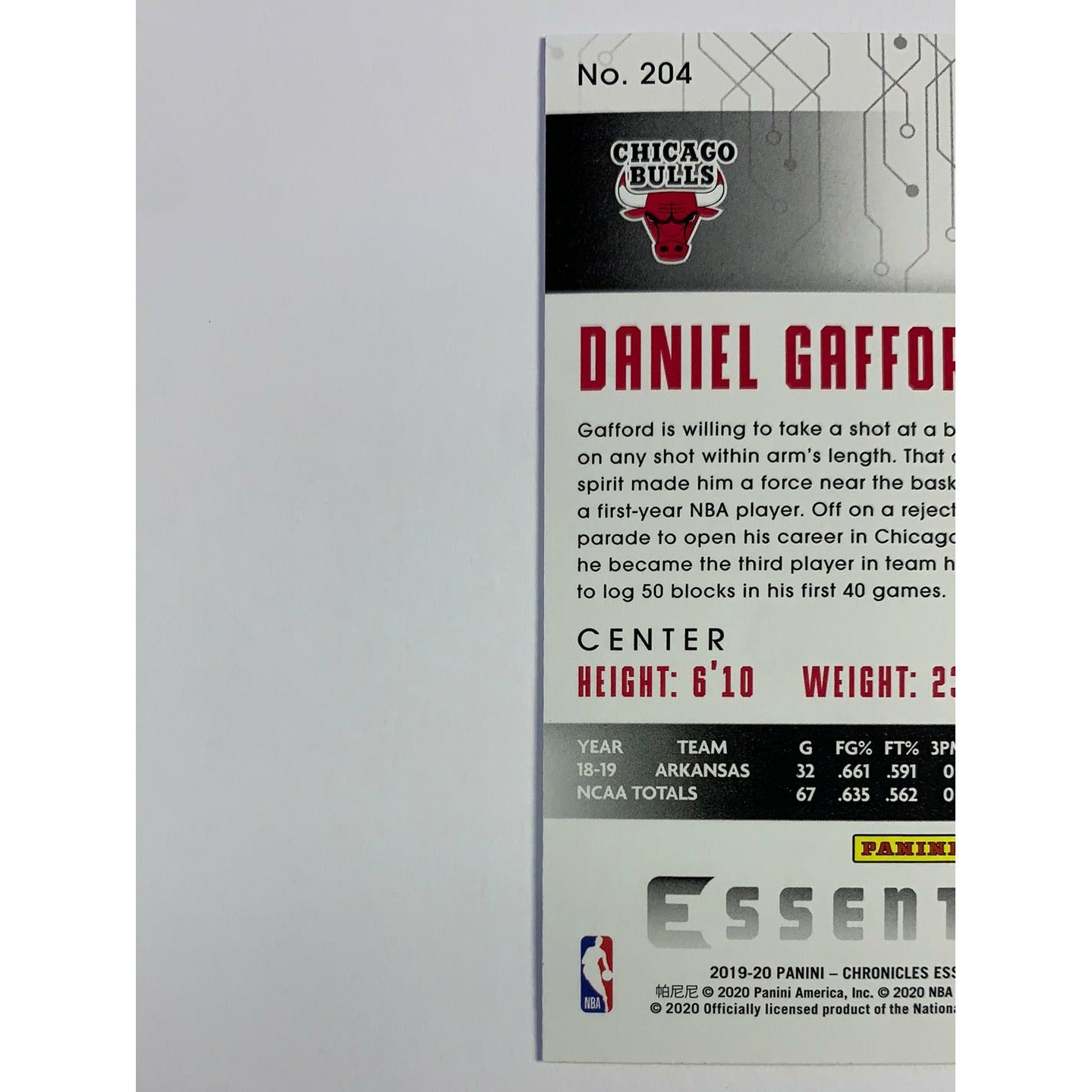 2019-20 Chronicles Essentials Daniel Gafford RC