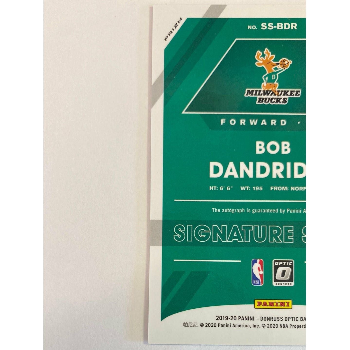 2019-20 Donruss Optic Bob Daindridge Signature Series
