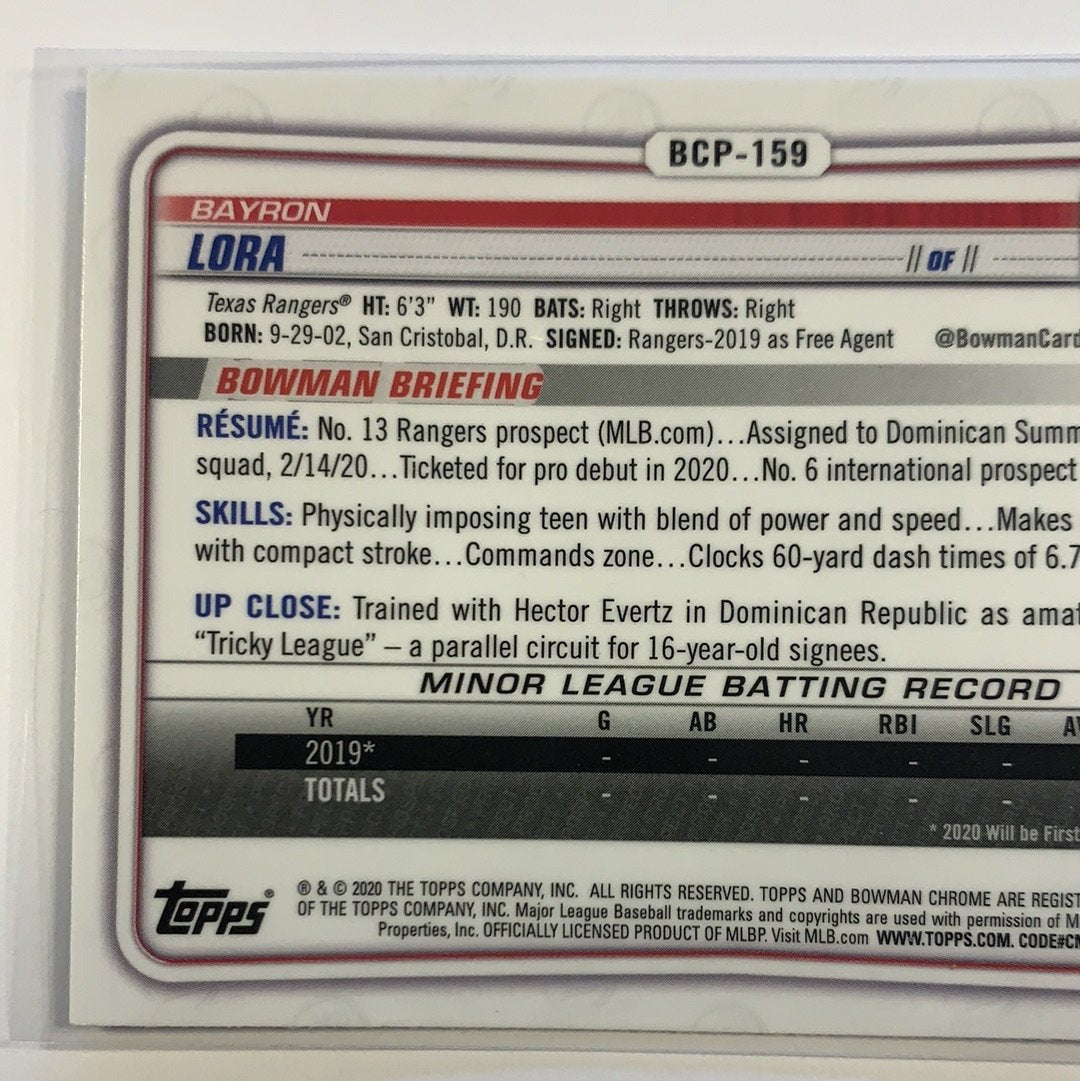  2020 Bowman Chrome Bayron Lora Mojo Refractor  Local Legends Cards & Collectibles