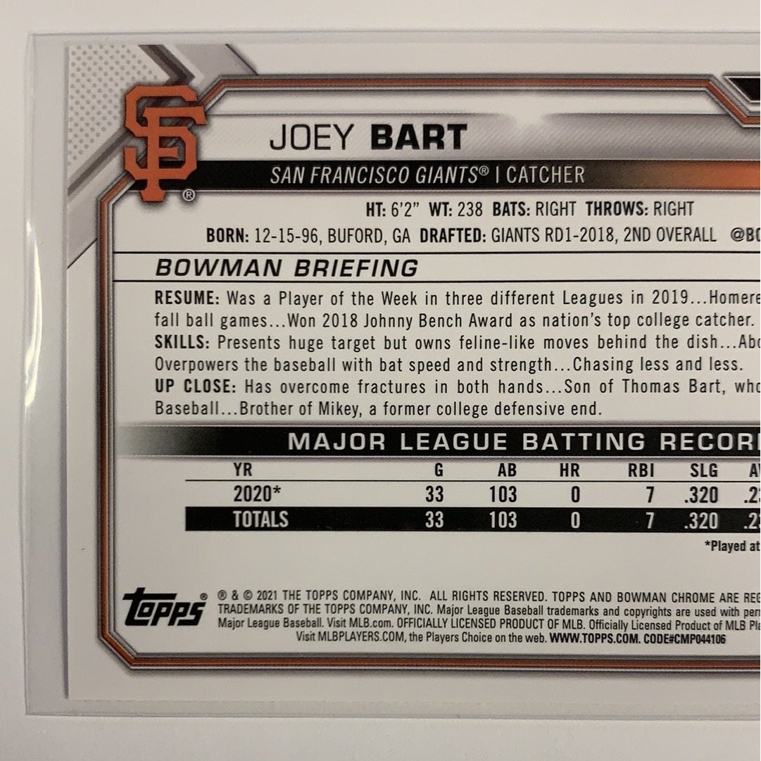  2021 Bowman Joey Bart RC #51  Local Legends Cards & Collectibles