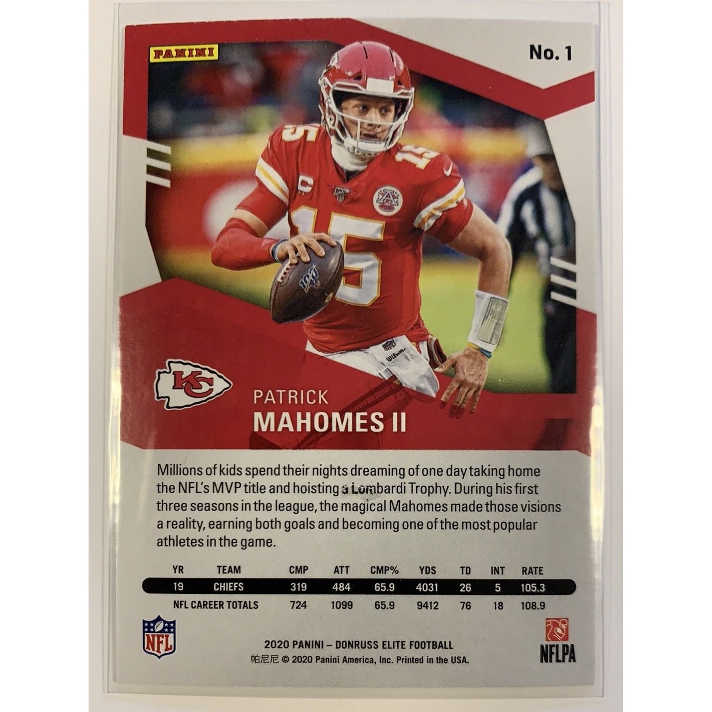  2020 Donruss Elite Patrick Mahomes II Base #1  Local Legends Cards & Collectibles
