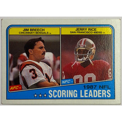 1988 Topps 1987 NFL Scoring Leaders Jerry Rice & Jim Breech 218