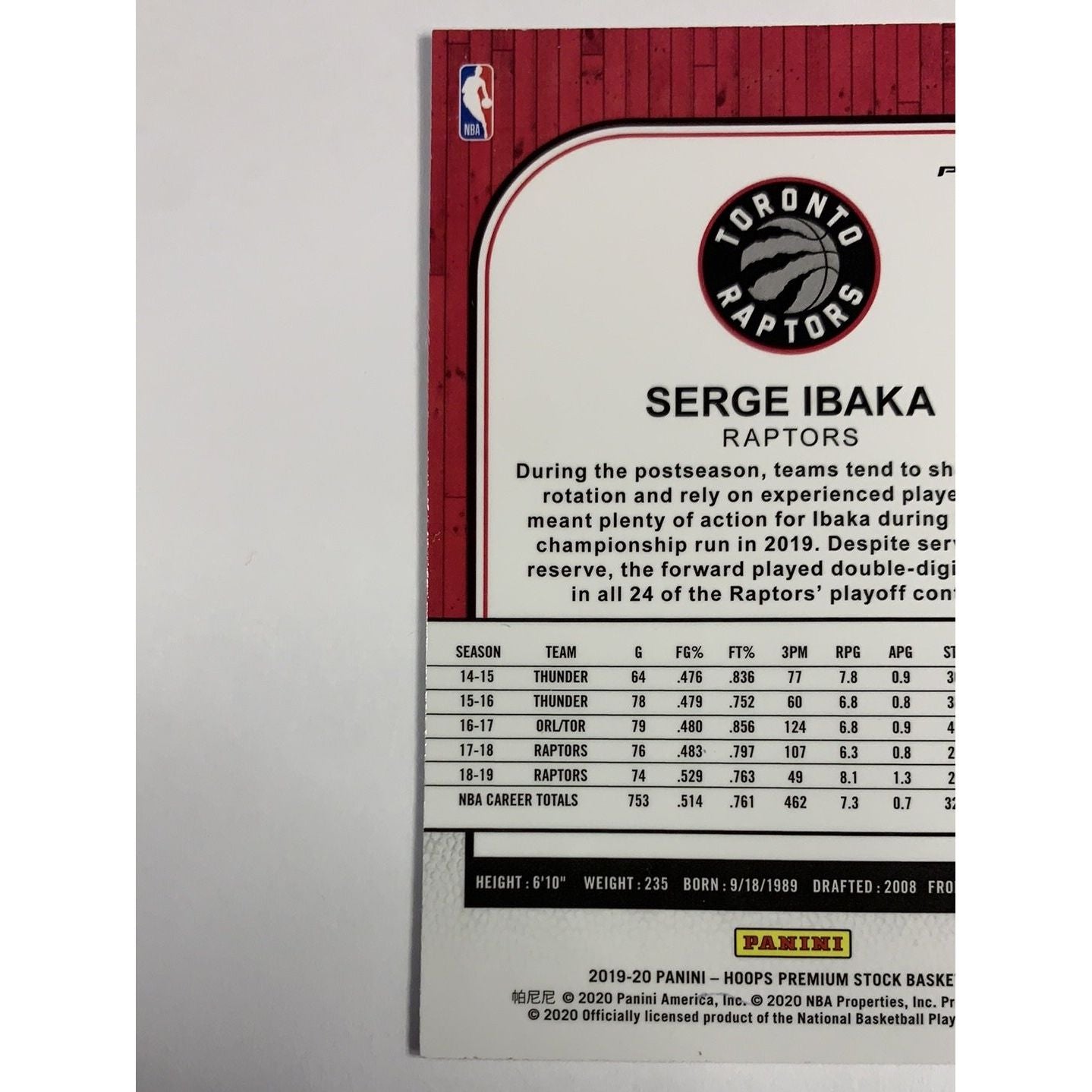  2019-20 Hoops Premium Stock Serge Ibaka Cracked Ice Prizm  Local Legends Cards & Collectibles