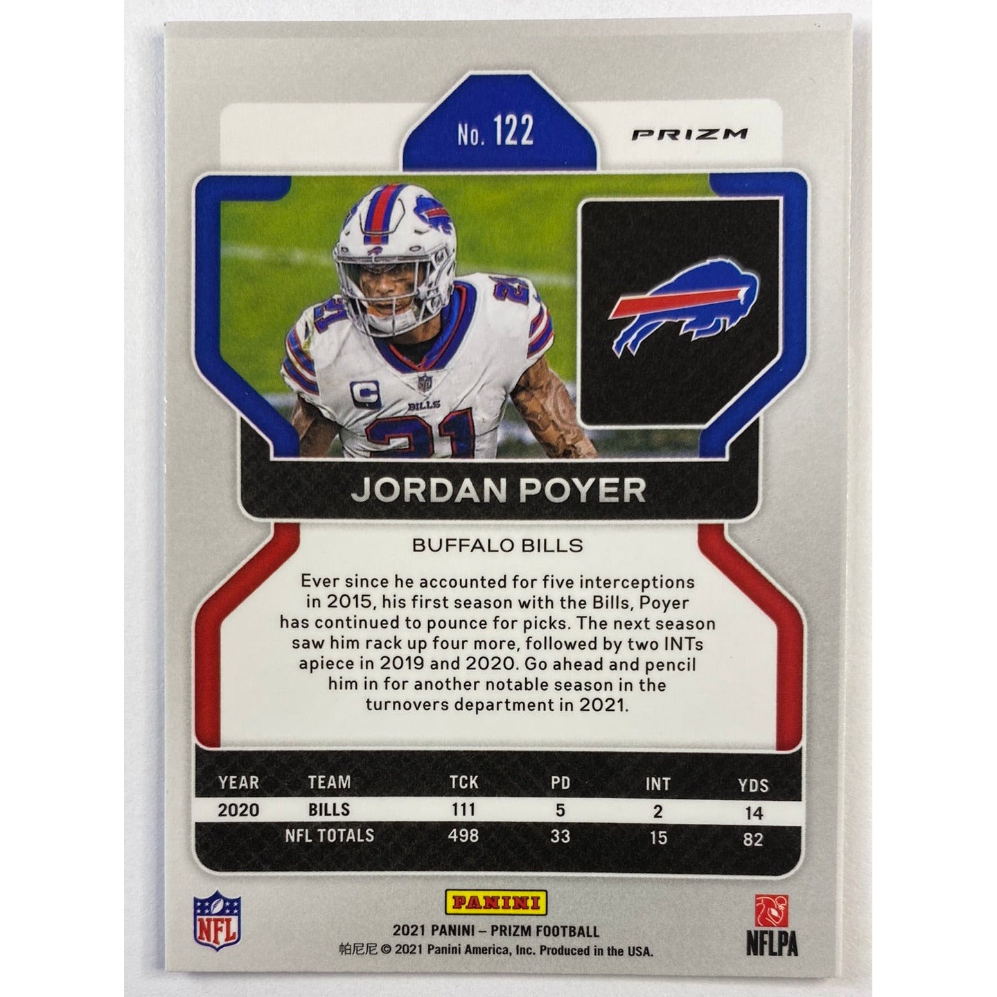 2021 Panini Prizm Jordan Poyer Red White Blue Prizm