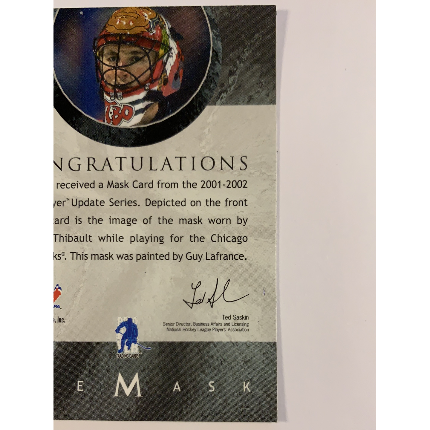  2002-03 In The Game Jocelyn Thibault The Mask  Local Legends Cards & Collectibles