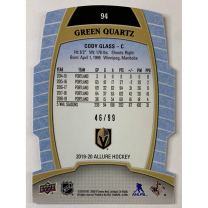 2019-20 Allure Cody Glass Green Quartz Die-Cut RC /99